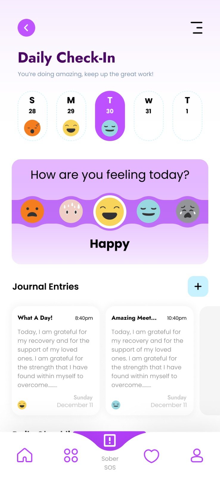 Daily Check-in Interface