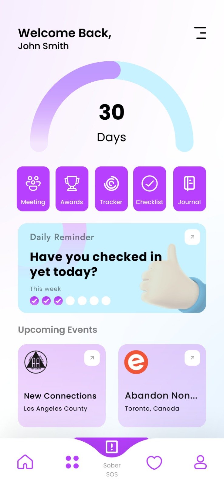 Recoverly Home Dashboard
